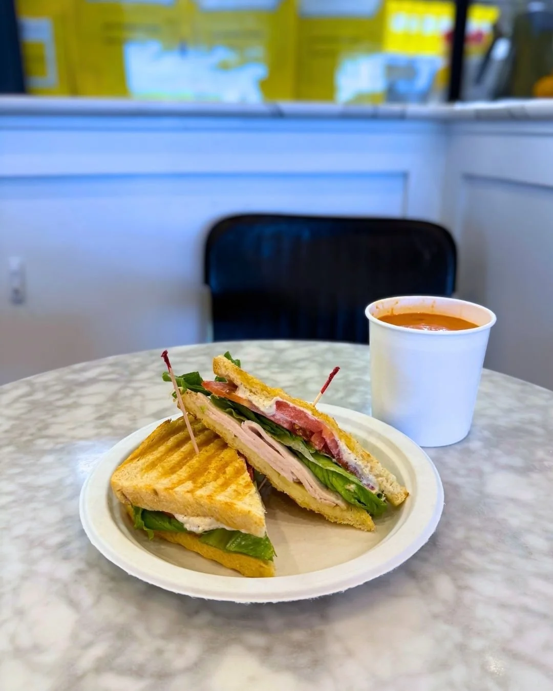 INTRODUCING our new Turkey Panini and Tomato Bisque. A perfect pair together, or delicious by themselves. Soup will only be around until spring, so try it while you can!

📍 Find us on Main Street in Bel Air, MD
🚗 Our drive-thru is OPEN!
⏰ Hours: Mo
