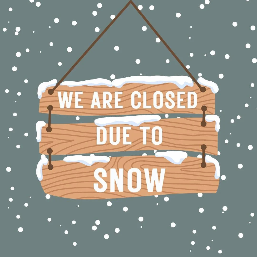 We are closed Sunday, January 25 because of the snow.  Be safe and enjoy your snow day!