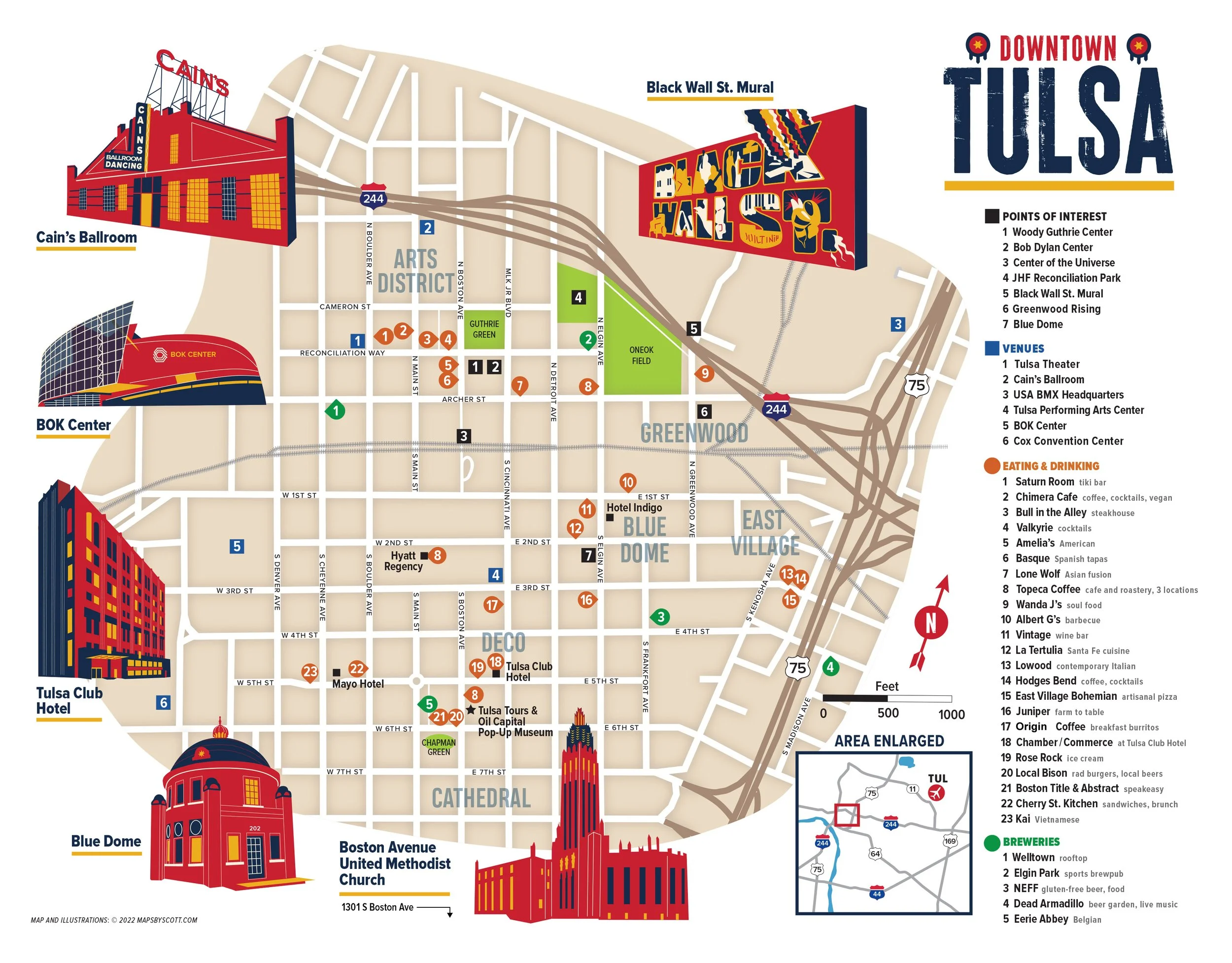 Tulsa On A Map Cherie Benedikta