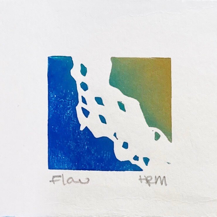 Tiny Sea Print in a White Frame on a Wooden Shelf