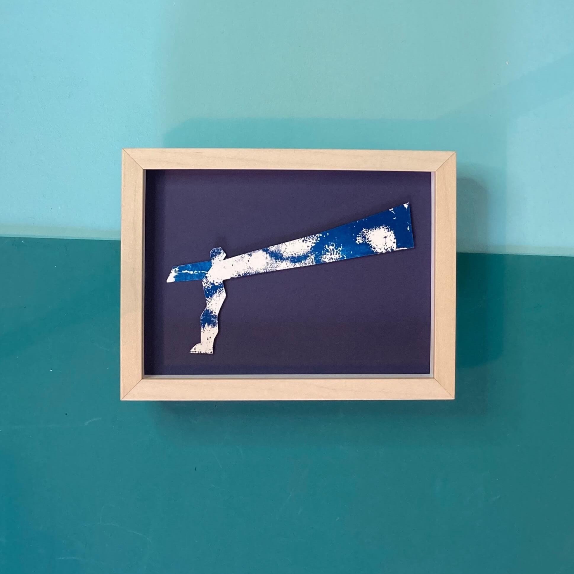 Small Angel of the North Side view in birch effect frame