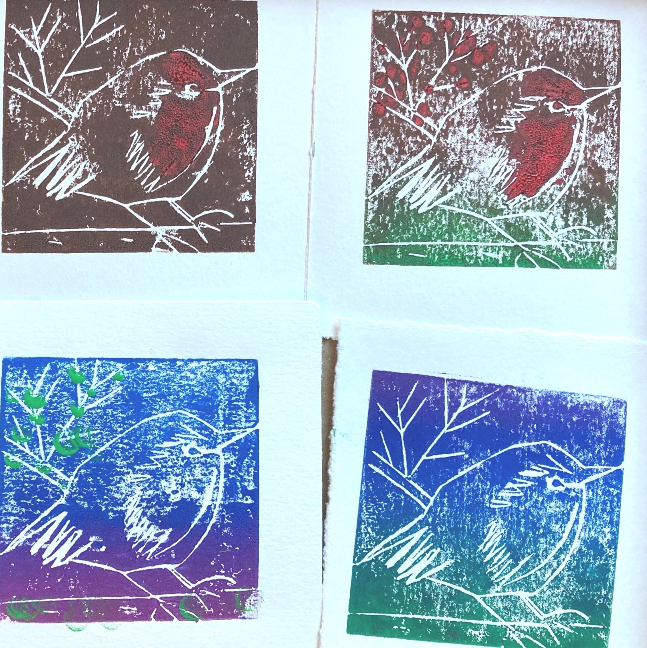 Mini Robin Lino Prints in Various Colours