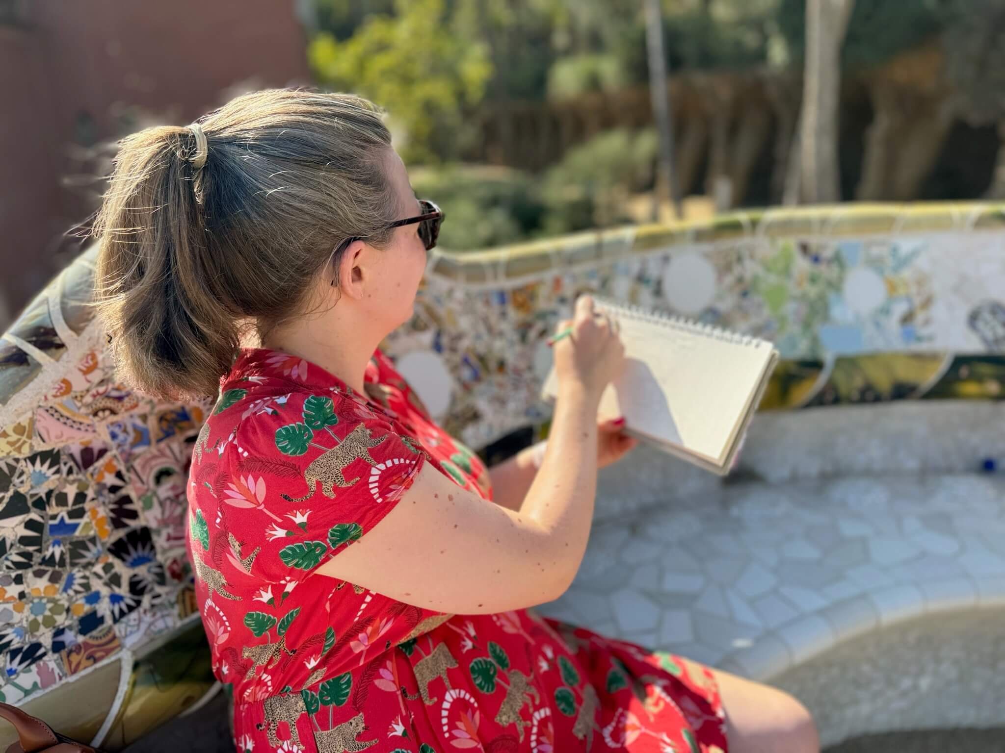 Sketching the benches in Park Güell