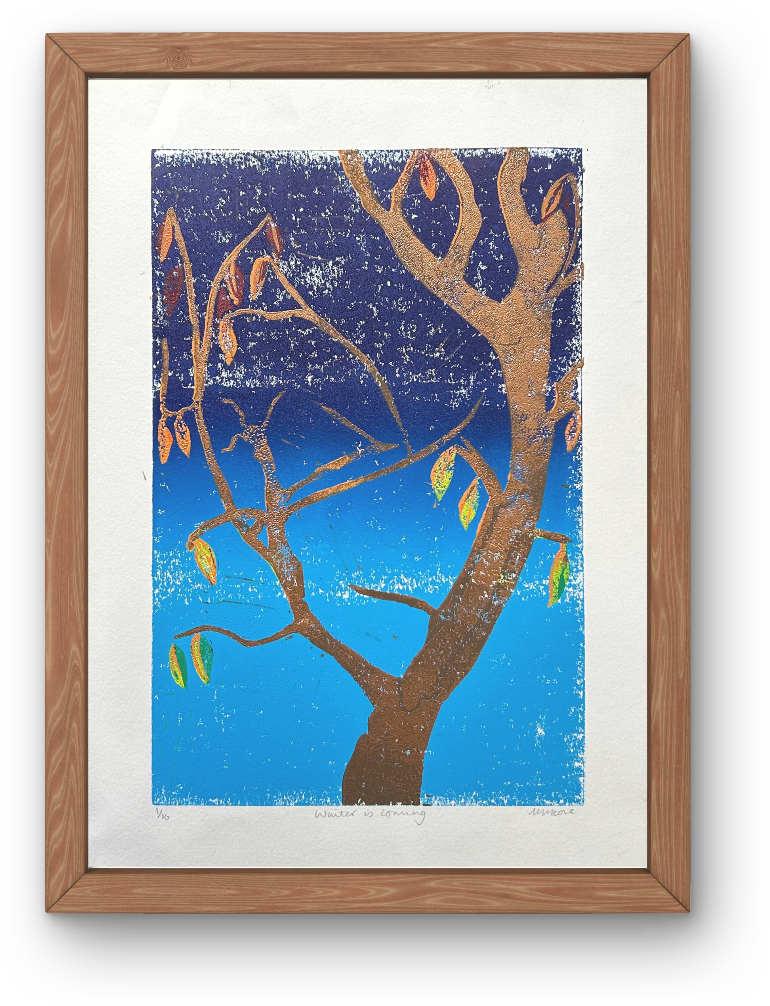 Mock Up of Winter is Coming Original Print in Light Wooden Frame.png
