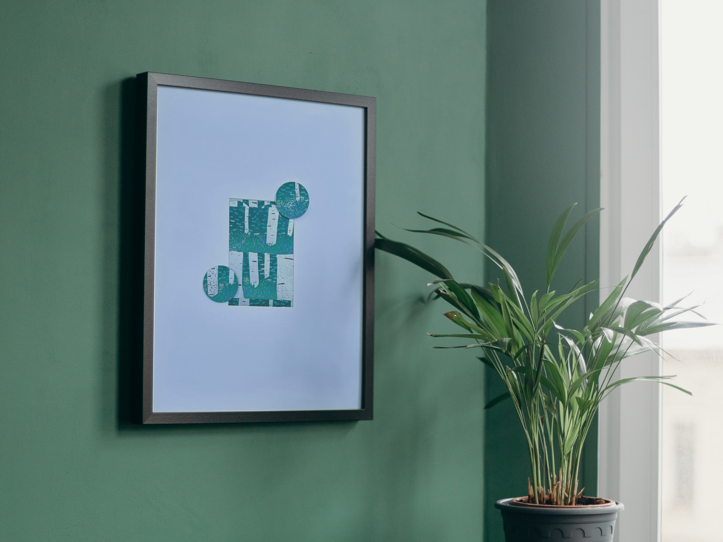 Bluebell Bubbles, original collage created from handprinted papers - one of a kind