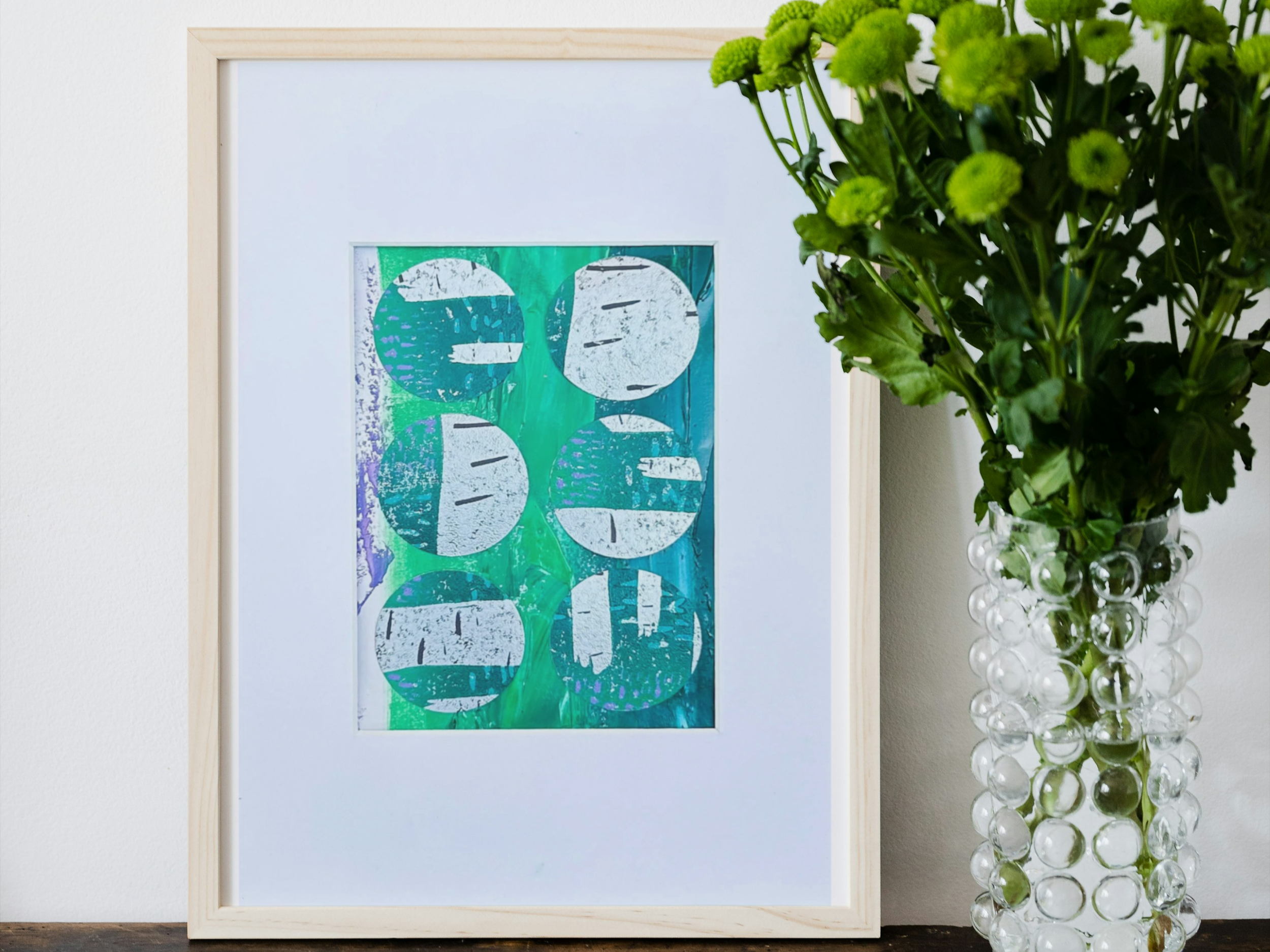 Spring Circles, original collage created from handprinted papers - one of a kind