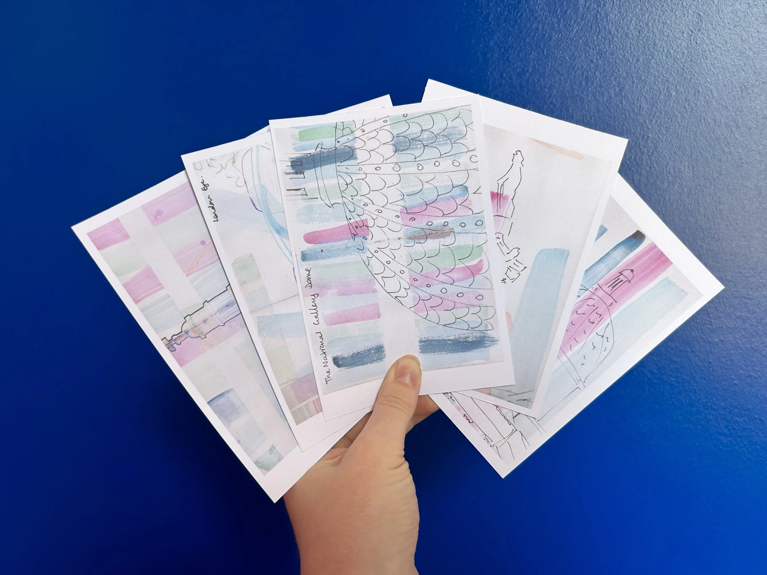 Art Postcards - 5 pack of A6 postcards featuring artworks, sketches and colourful details by Heather Moore. Send it - Frame it - Gift it