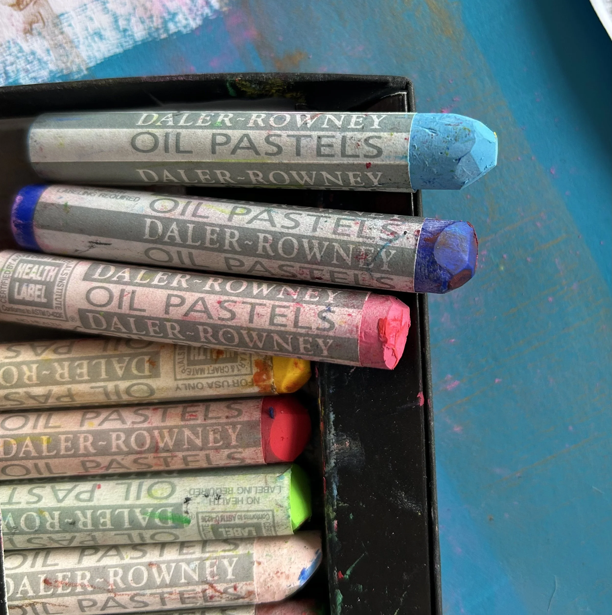 Oil pastels in bright colours