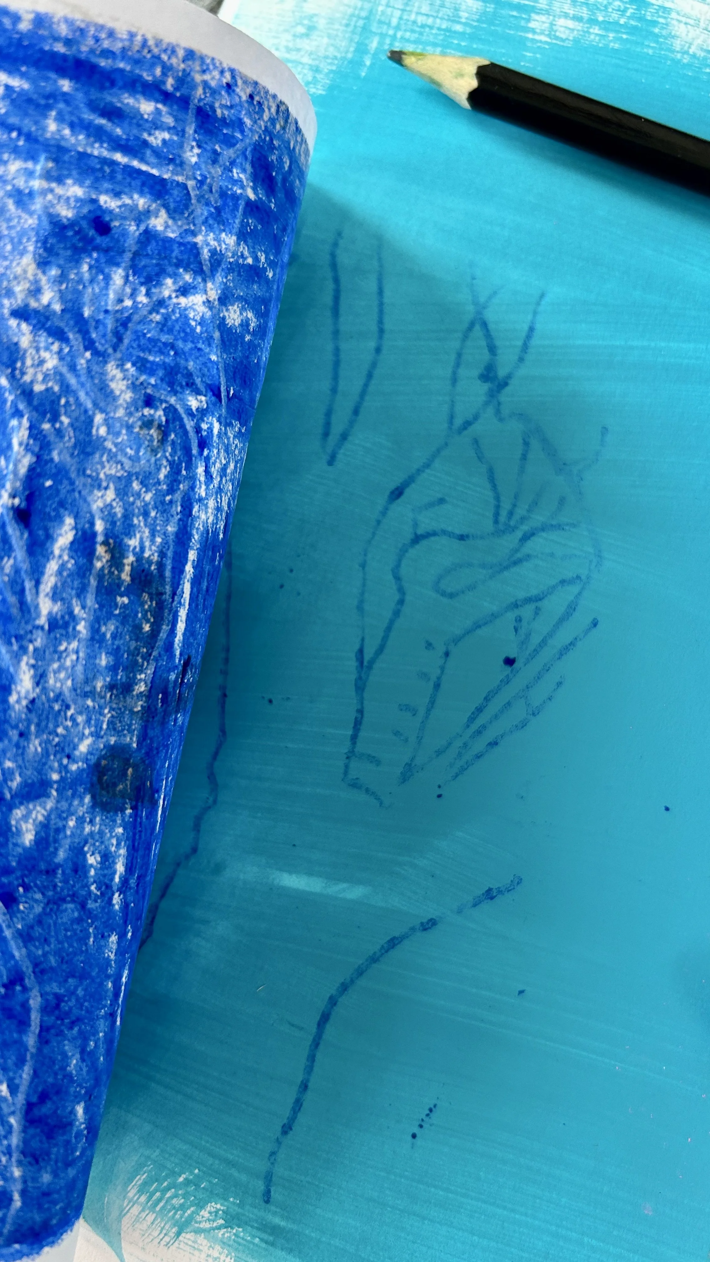 Drypoint line print in royal blue and turqouise.jpeg