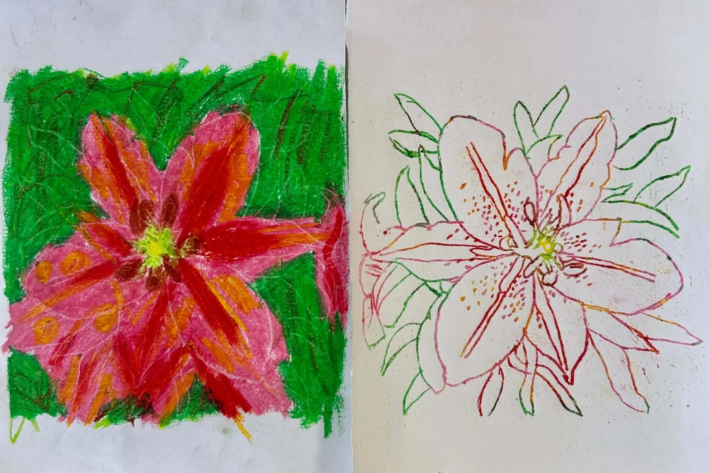 Drypoint lily from workshop