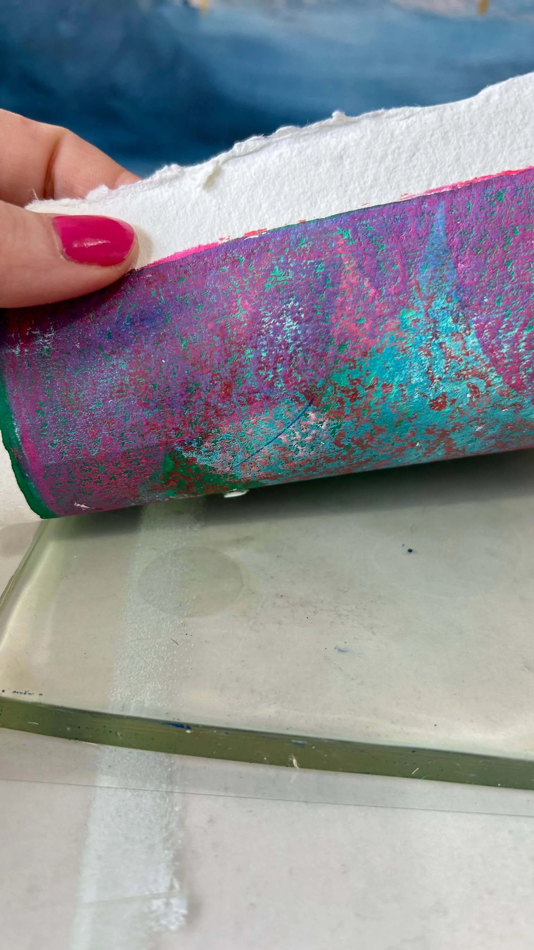Peeling back gelli print