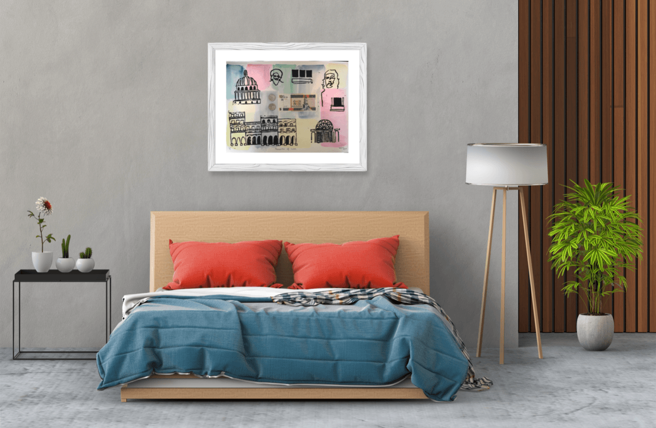 Memories of Cuba Commission in Modern Bedroom