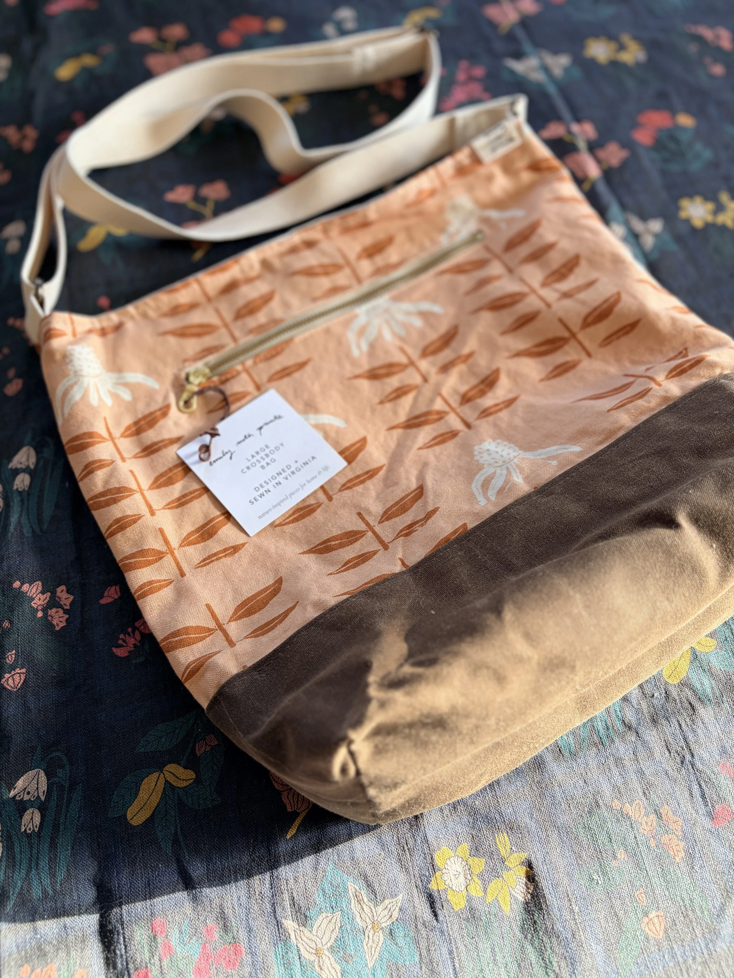 Large Crossbody - Pink Echinacea