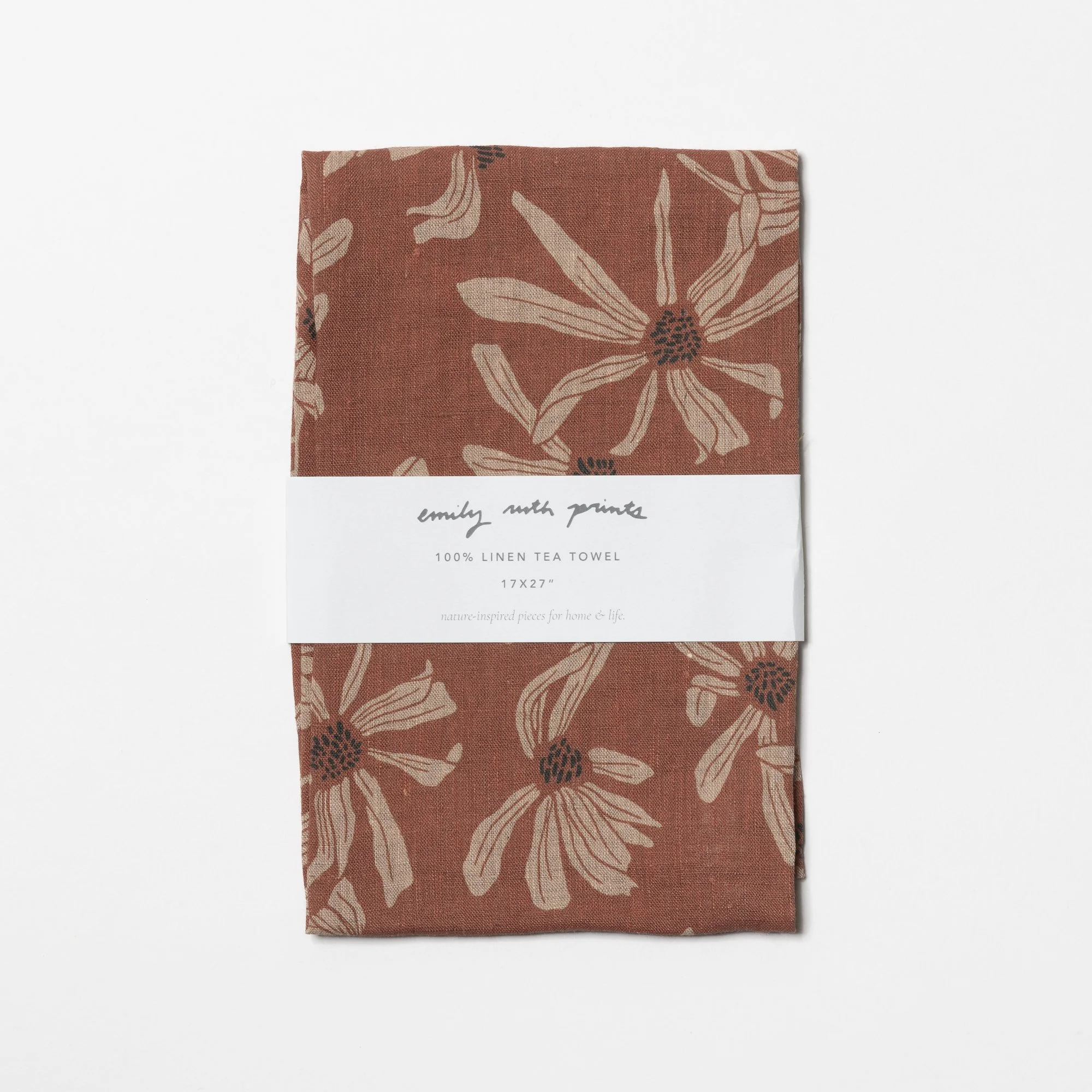 Rust Daisy tea towel