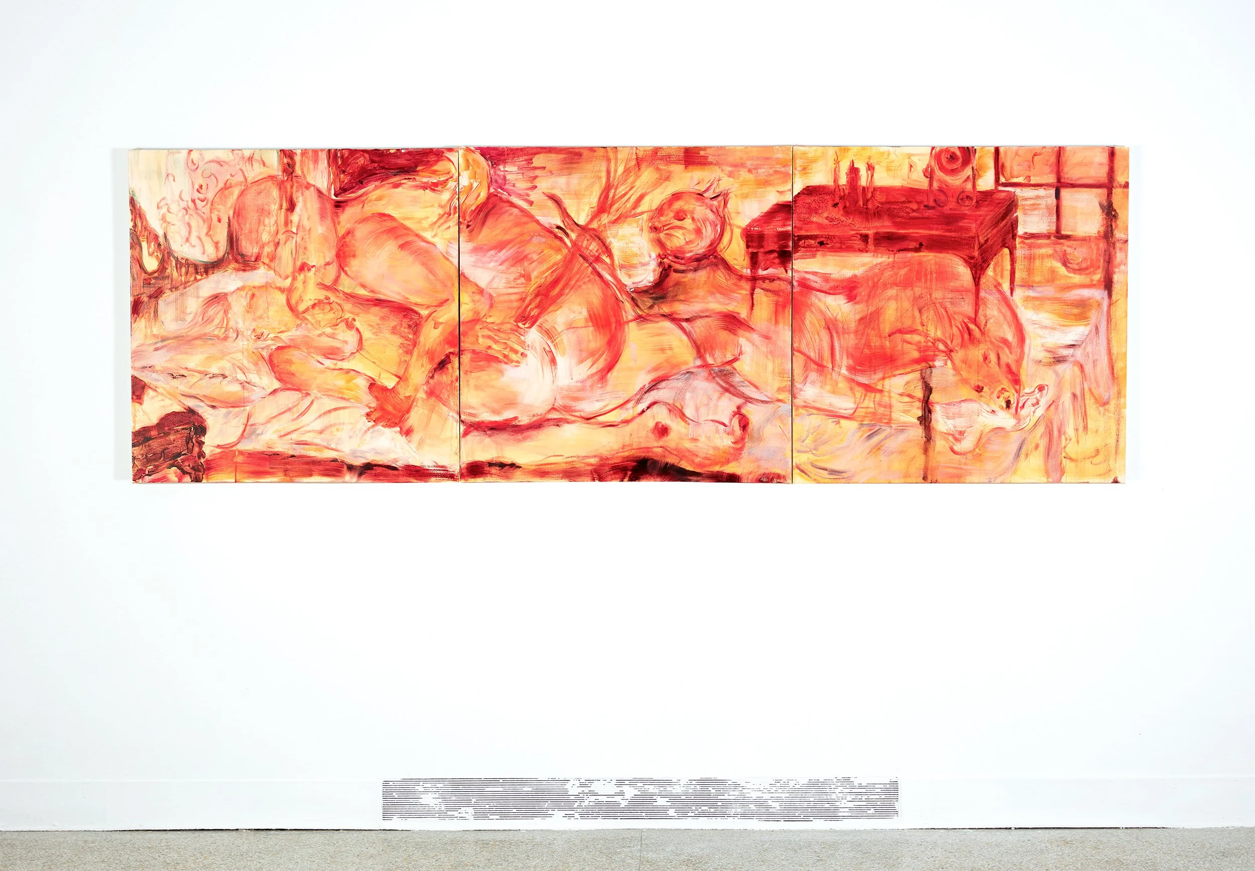 The Mirrored, 38”x 68”, Triptych, Oil on Canvas