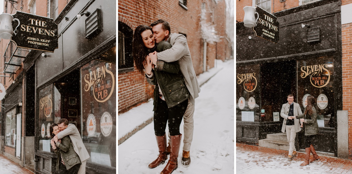 A Snowy Winter Engagement Session in Beacon Hill, Boston