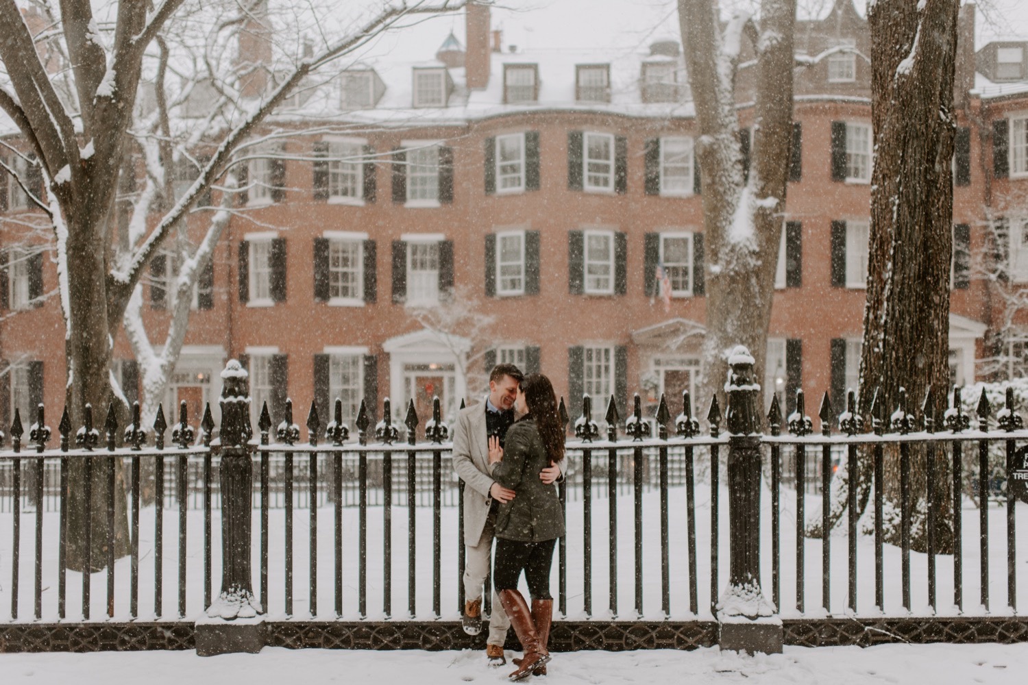 A Snowy Winter Engagement Session in Beacon Hill, Boston