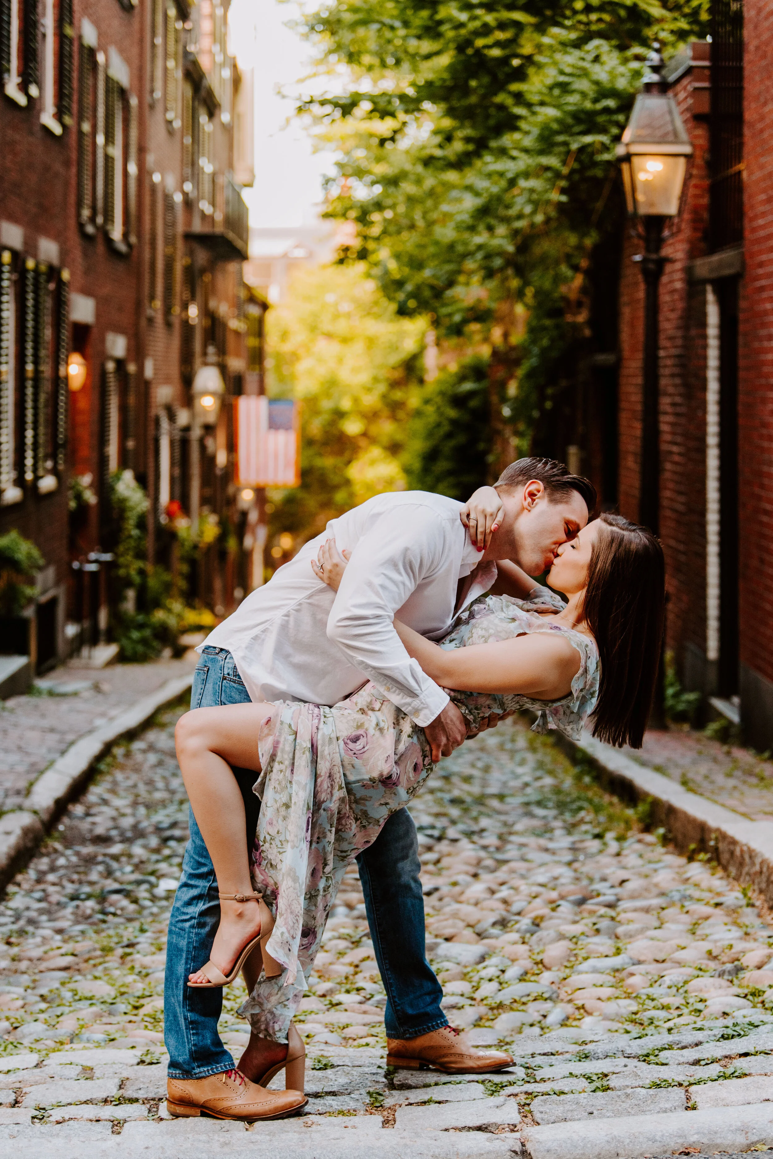 Summertime in the Boston Public Garden: Sunrise Engagement Session