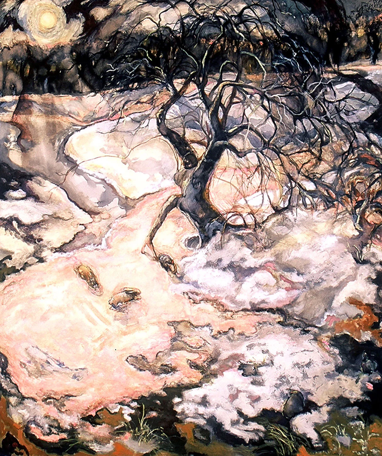 The Hares Dance In The Orchard, 55.5" x 44.5" [public collection; Roberson Museum, Binghamton NY]