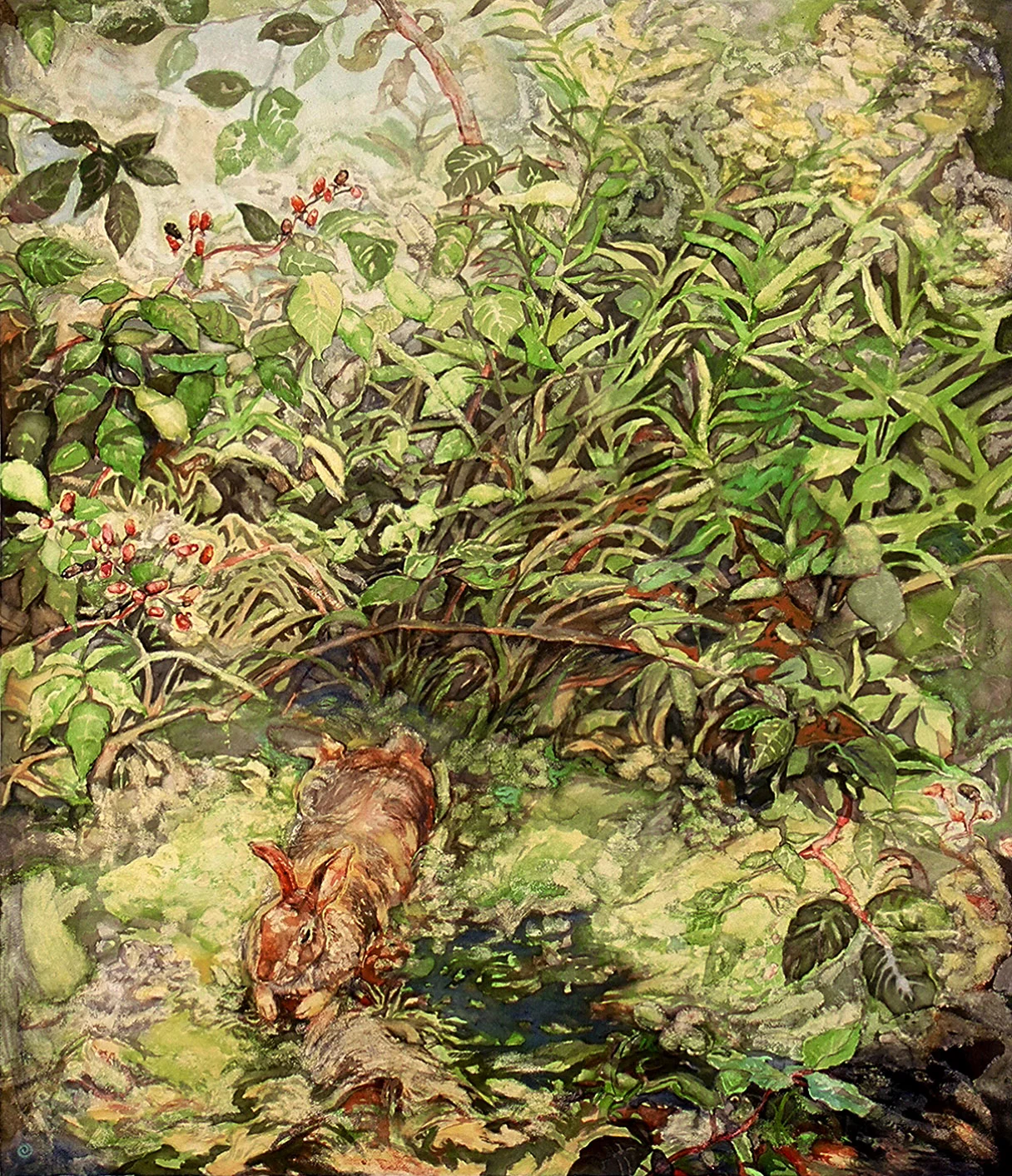 Brambles And Rabbit, 36.25" x 31" [private collection]