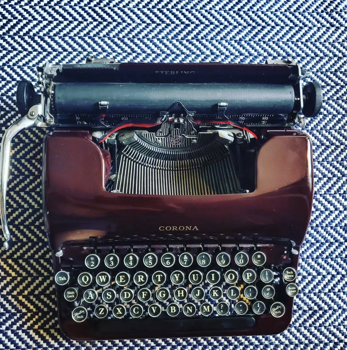 1937 Smith Corona Speedline Typewriter | Rare Maroon | Glass Keys 