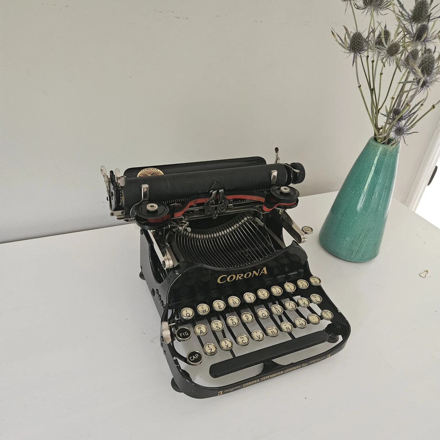 Stunning circa 1914 Corona 3 Typewriter with case — Classic