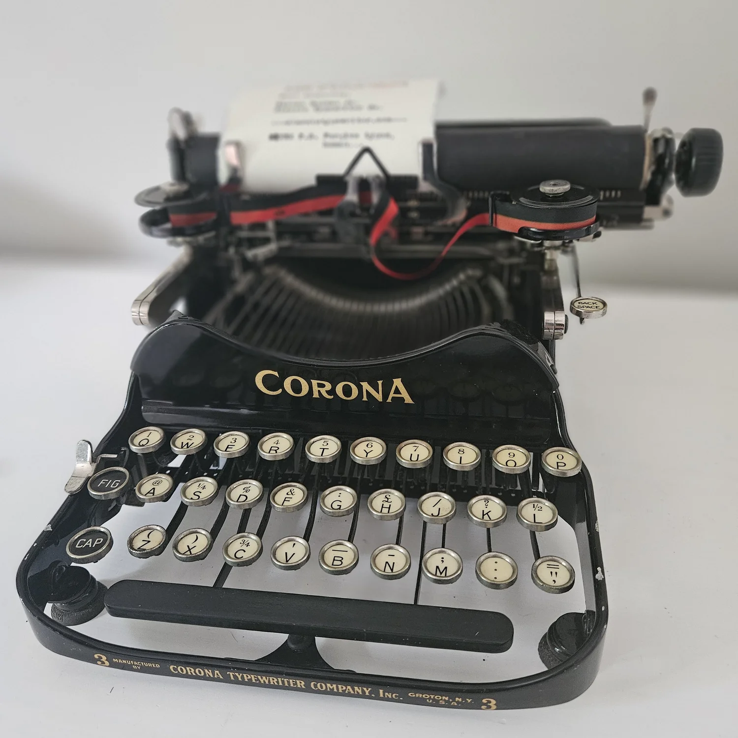 Stunning circa 1914 Corona 3 Typewriter with case — Classic