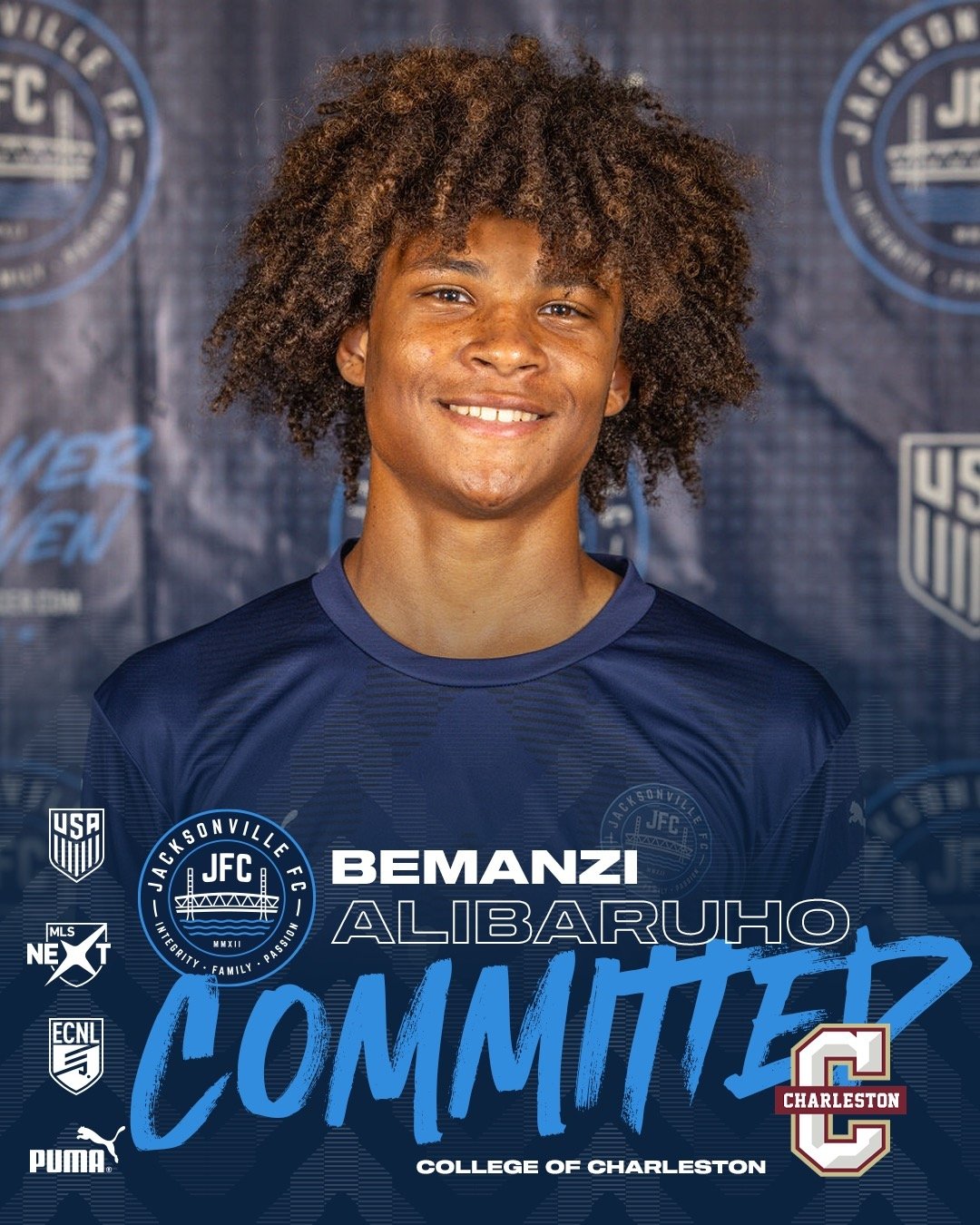 Jacksonville FC is thrilled to announce and celebrate Bemanzi Alibaruho's commitment to play D1 soccer at the College of Charleston. 

From the very beginning, we've had the privilege of watching Bemanzi grow and excel on the soccer field. His passio