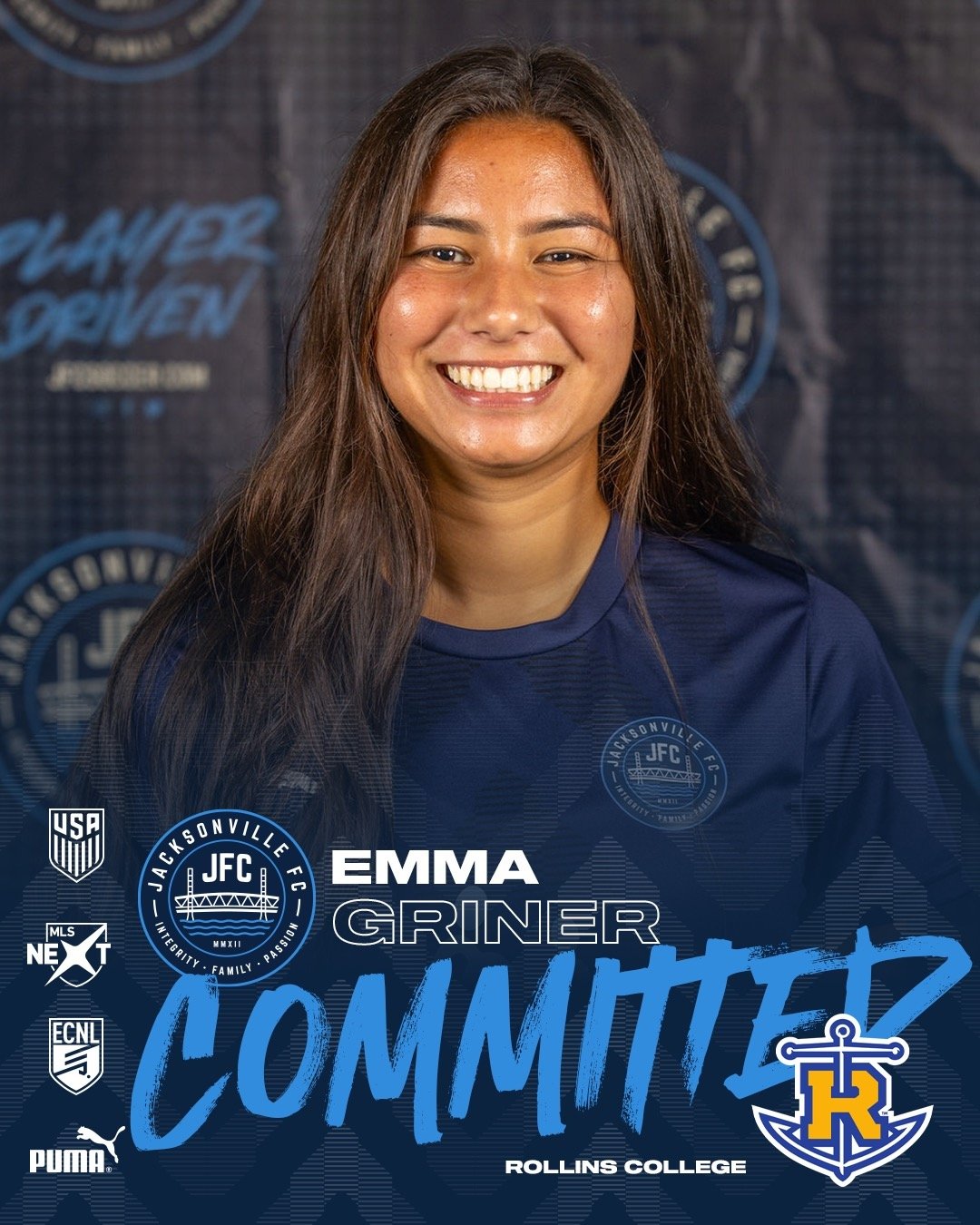 Huge congrats to Emma Griner for her commitment to play college soccer at Rollins College! Your dedication and talent have paved the way for this incredible opportunity. We're excited to see you excel on the field and in the classroom at Rollins. Bes