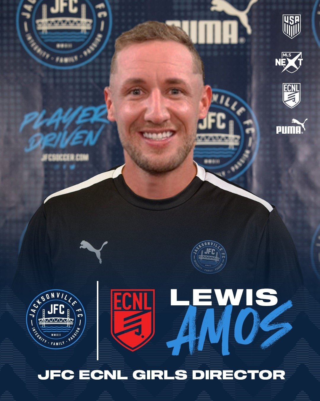 Jacksonville FC is excited to announce the appointment of Lewis Amos as our new JFC ECNL Girls Director. Click the link in our profile to learn more. 

#PlayerDriven #904JFC