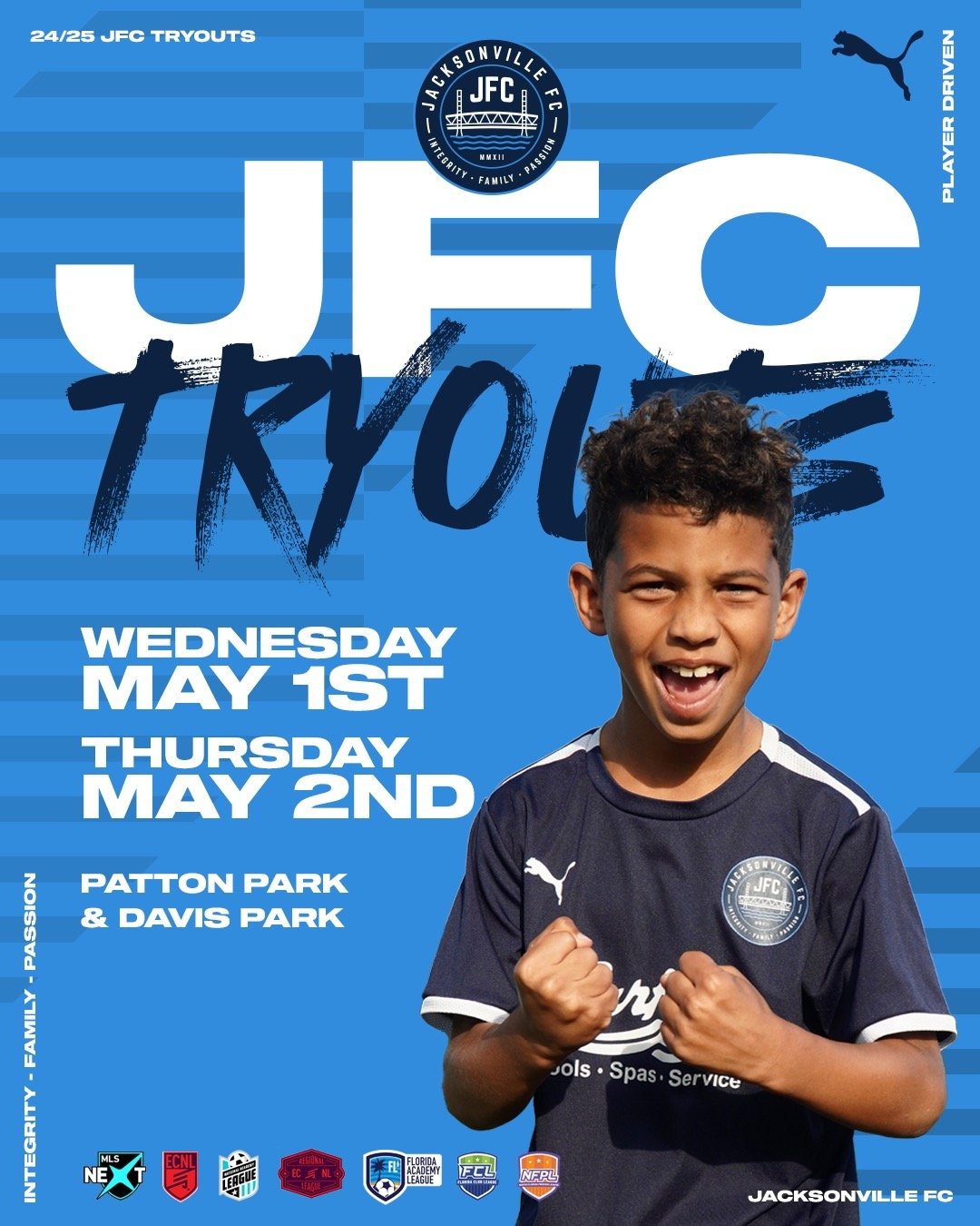 Register for our 2024/2025 Jacksonville FC Competitive Tryouts TODAY!

Don't miss your chance to be part of North Florida's top soccer club!!! Whether you're a seasoned player or just starting out, come join us and experience professional coaching, c