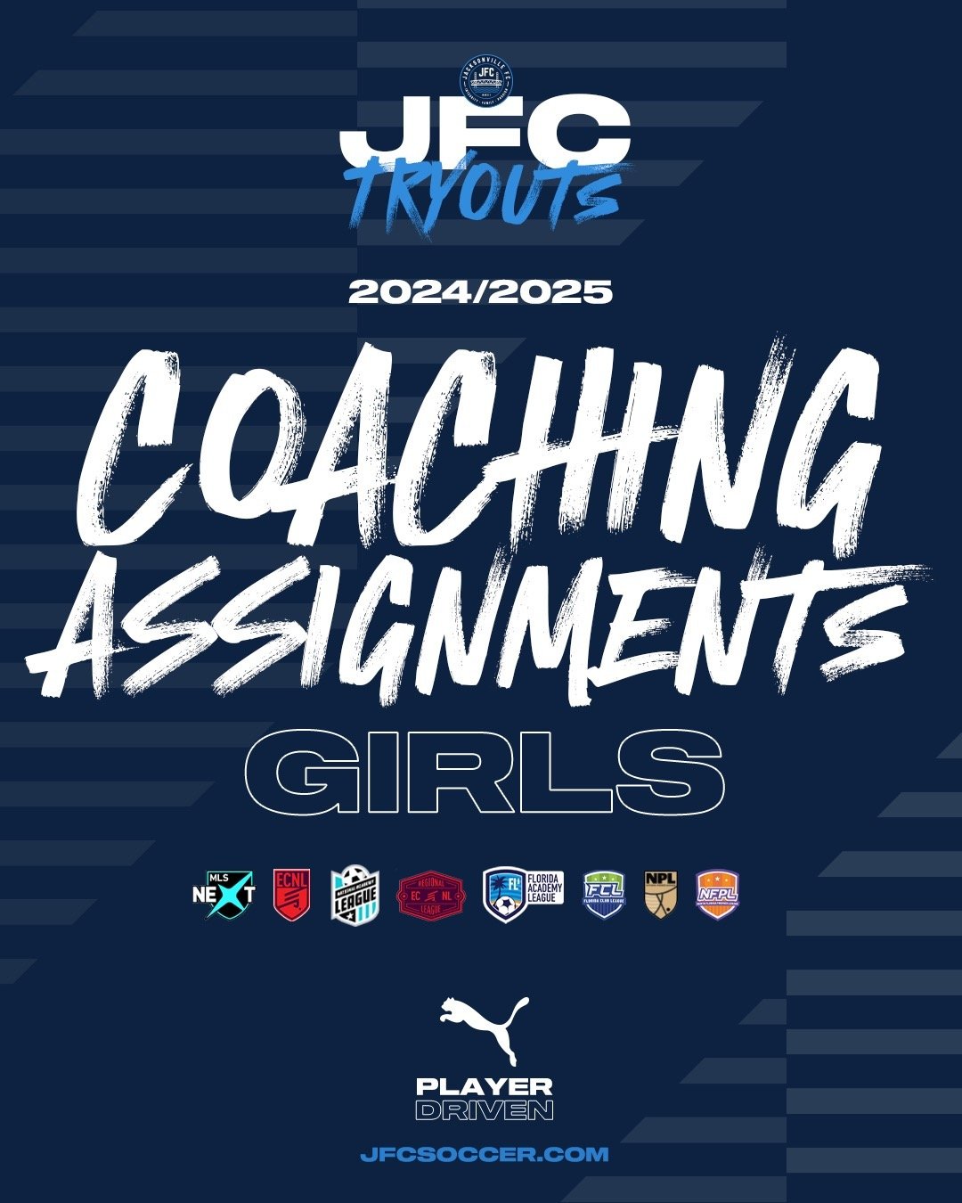 Introducing our full 24/25 JFC Girls Coaching Staff!!! Let's Go!!!

Click the link in our profile to see our 24/25 Girls Coaching Assignments.

#PlayerDriven #904JFC