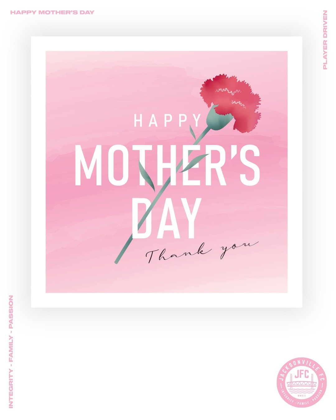 Happy Mother's Day from all of us at Jacksonville FC!!!

Today, we celebrate the incredible moms in our community and beyond. Your strength, love, and dedication inspire us every day. Thank you for everything you do, on and off the field.

Let's hear