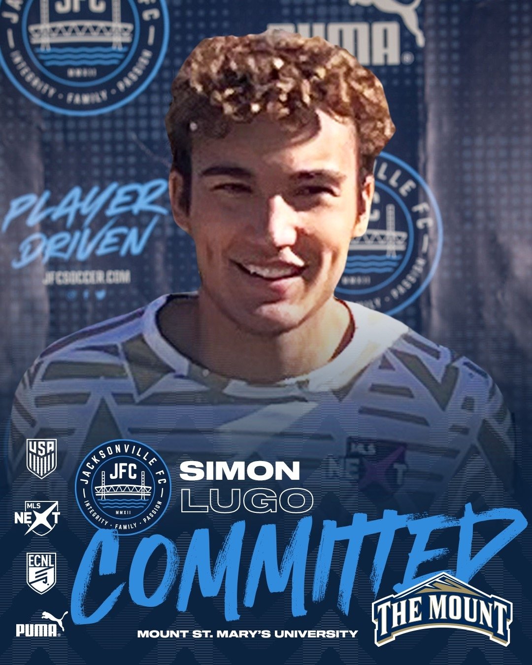 Big Congrats to JFC's Simon Lugo on his commitment to play college soccer at the Division 1 program, Mount St. Mary's University. Your hard work and dedication have paid off Simon and we couldn't be more proud. We look forward to watching you represe