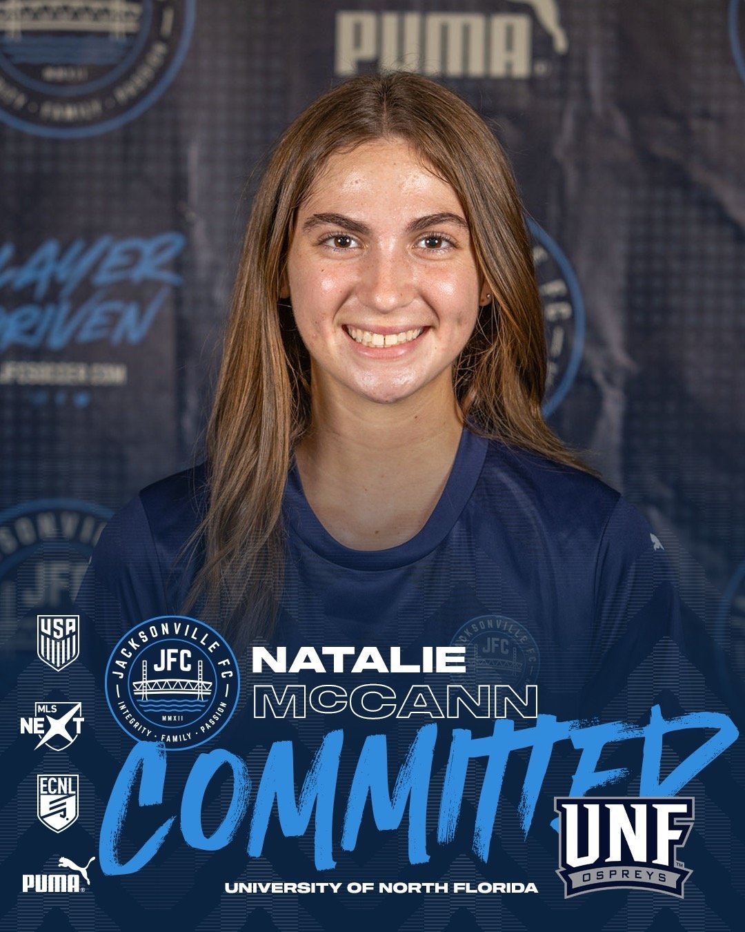 We are thrilled to announce that Natalie McCann has committed to play Division 1 soccer at the University of North Florida! 

Natalie, your hard work, dedication, and passion for the game have led you to this incredible opportunity. We are incredibly