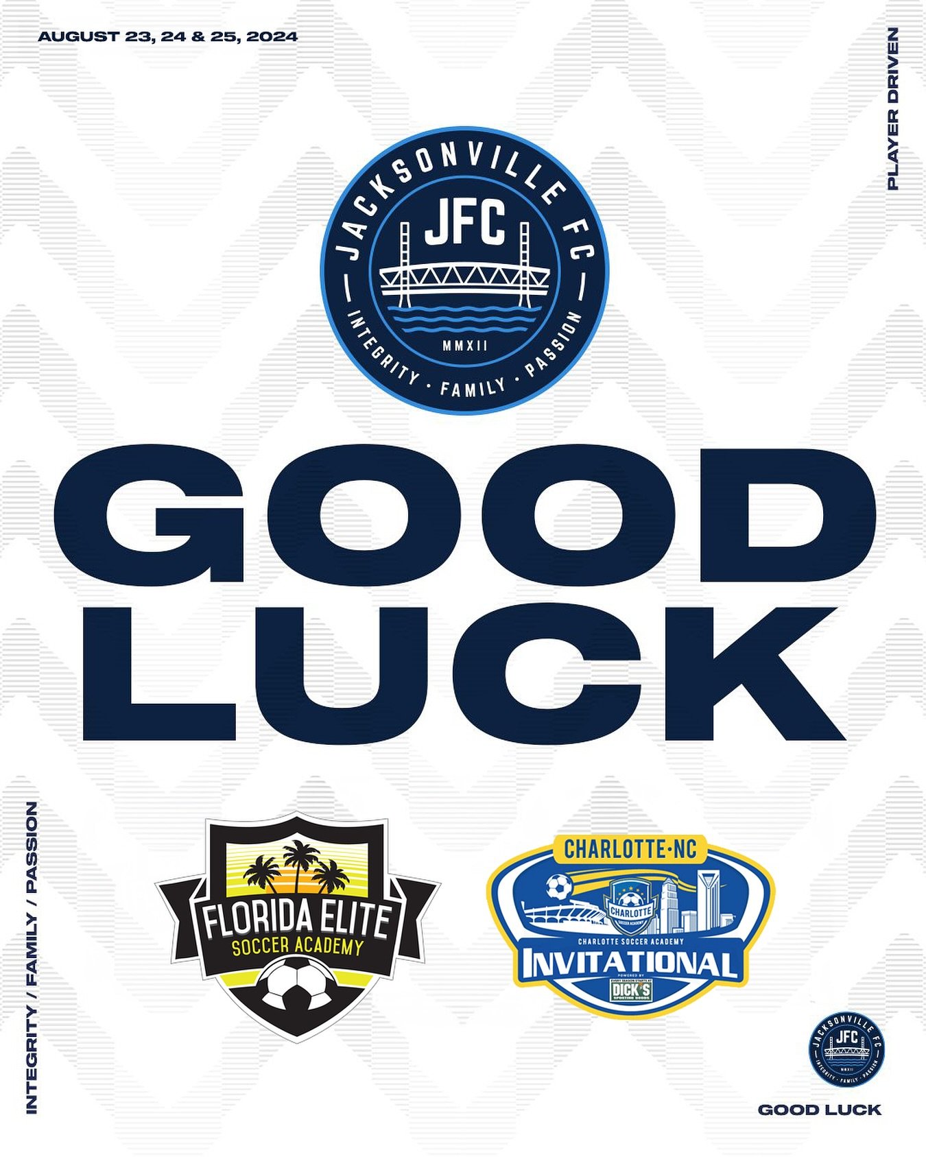 Good luck to all of our JFC Girls teams competing in the FESA Invitational and our JFC Boys teams up in Charlotte!!! Let&rsquo;s Go JFC!!!

#PlayerDriven #904JFC
