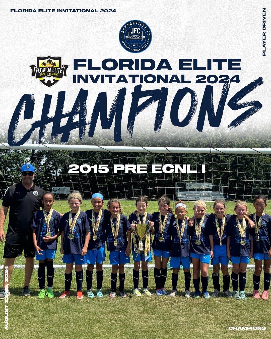Congrats to our 2016 &amp; 2015 Pre ECNL I girls who won their respective age groups at the 2024 Florida Elite Soccer Academy Girls Invitational. Well done girls!!!!

#PlayerDriven #904JFC