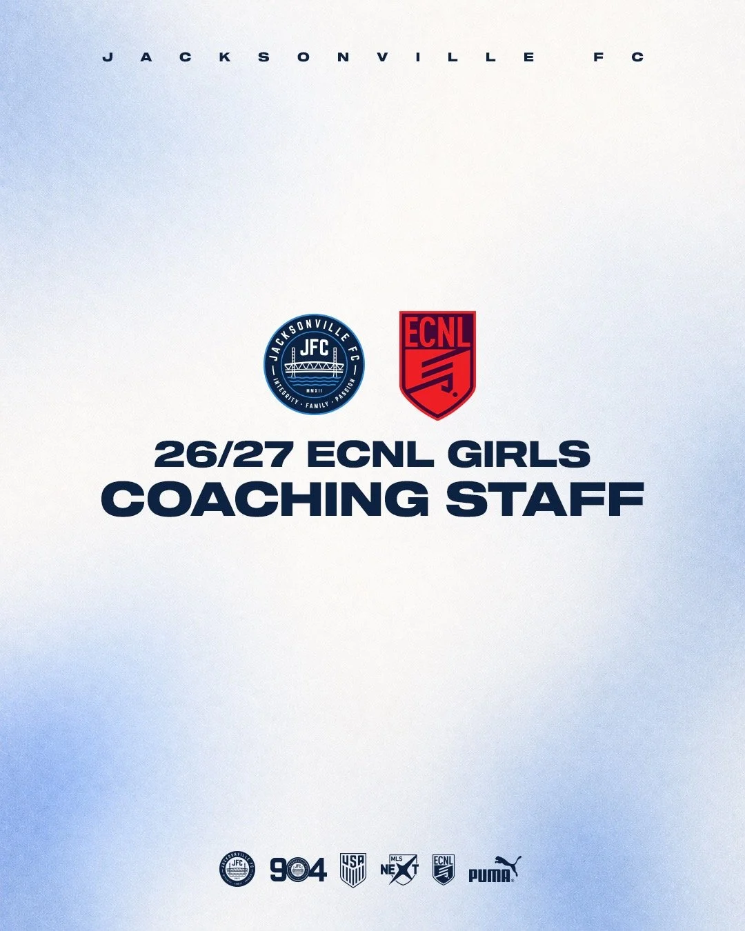 Development drives everything we do.

Our 26/27 ECNL Girls Coaching Staff is built to challenge players, support growth, and create the right environment for long-term success.

Looking forward to another year of progress.

#PlayerDriven #904JFC