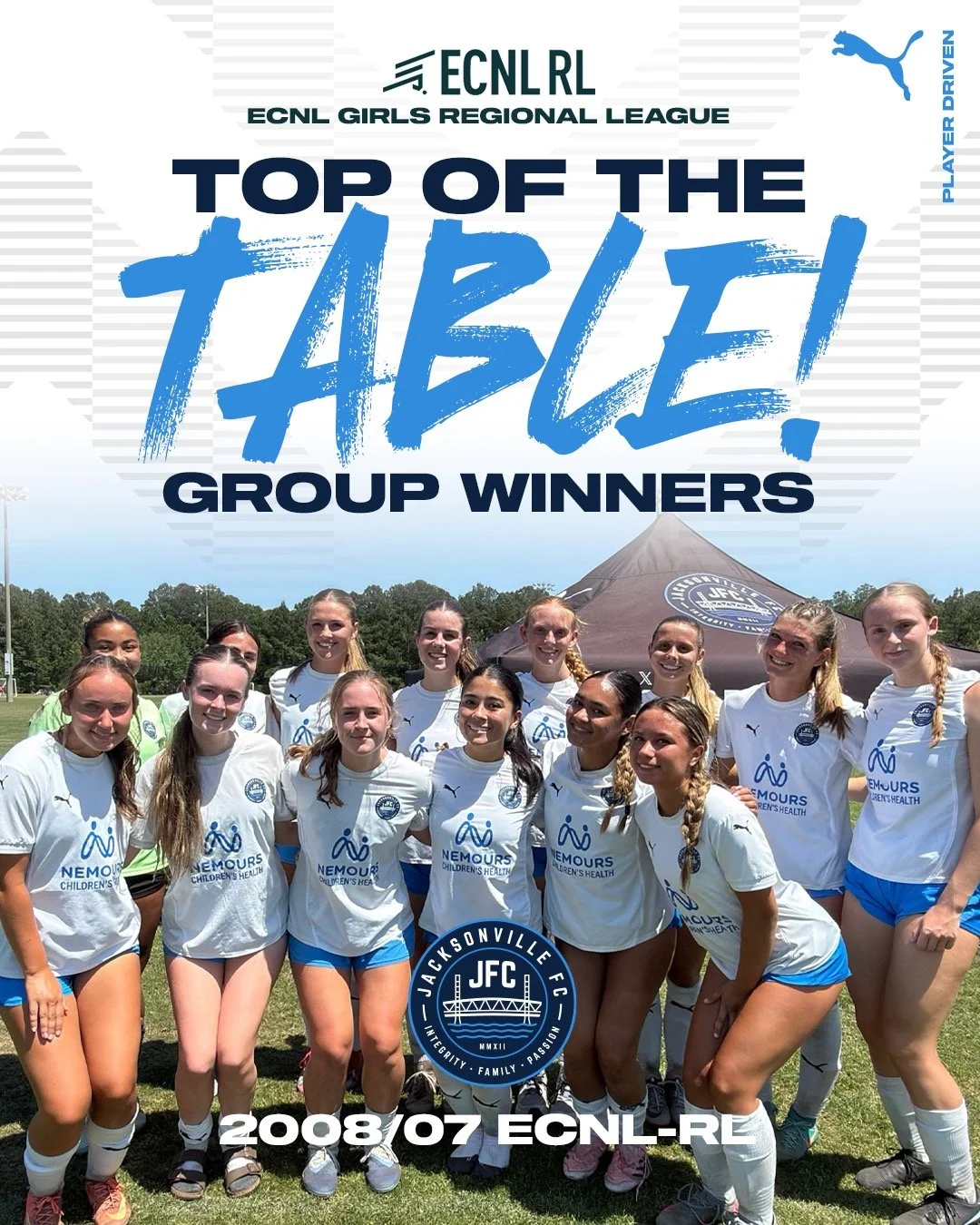 Top of the table. Right where you earned it.

Huge congratulations to our 2008/07 ECNL RL Girls on finishing as group winners in the ECNL Regional League. Consistency, resilience, and a commitment to getting better every day showed all season long.

