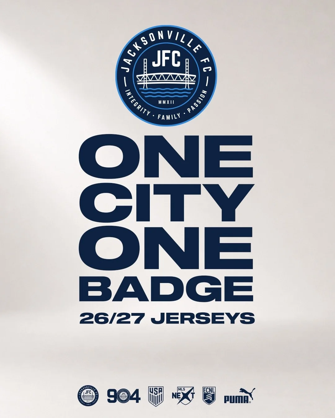 One city. One badge.

The next chapter of JFC is here.

Introducing our 2026/27 Jacksonville FC jerseys featuring our Home, Away, Third, and Goalkeeper jerseys for the upcoming season.

Clean. Bold. Built for big moments and everything in between.

O