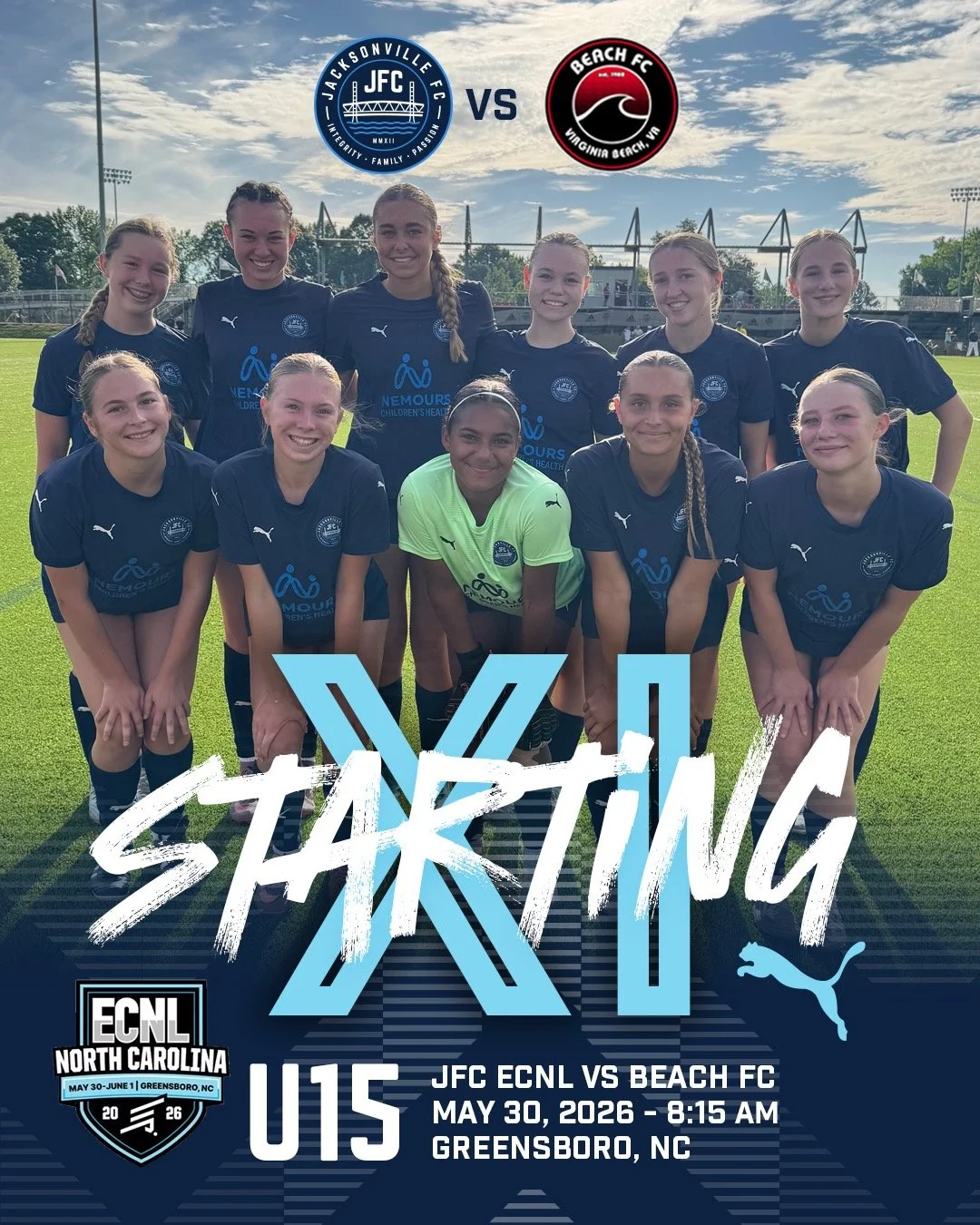 Our 2011/U15 ECNL Girls kick off their ECNL North Carolina weekend this morning against Beach FC.

The first match is always a big opportunity to set the tone, establish confidence, and build momentum for the games ahead.

Go compete, play with coura