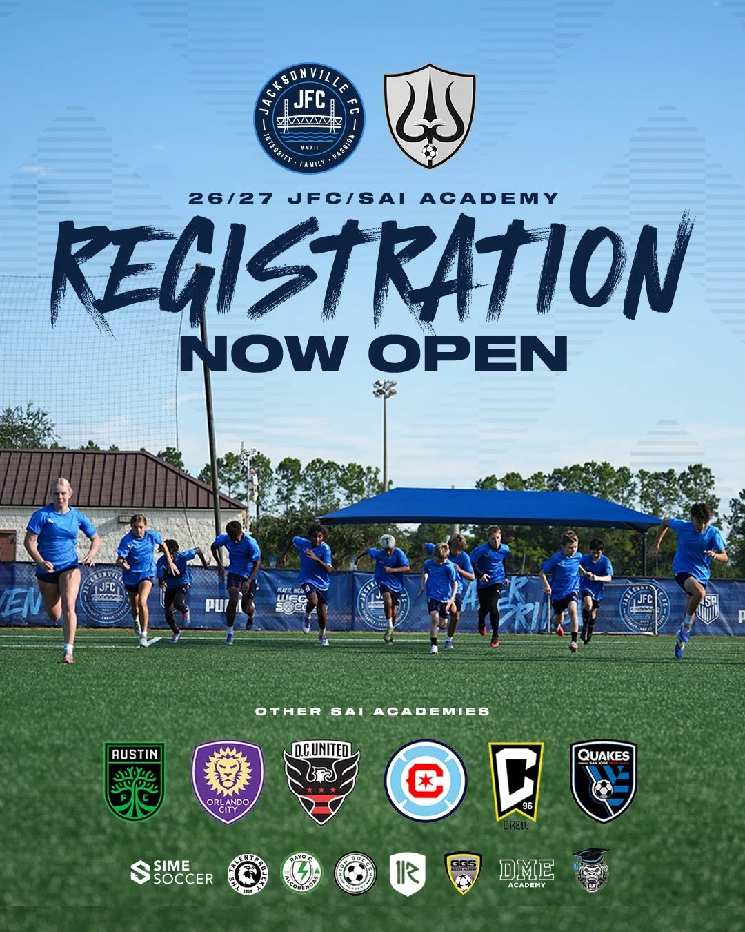 Registration is now open for the 2026/27 JFC/SAI Academy.

The JFC/SAI Academy combines Jacksonville FC's proven player development model with SAI's academic excellence, creating a unique environment where student-athletes can maximize both their edu
