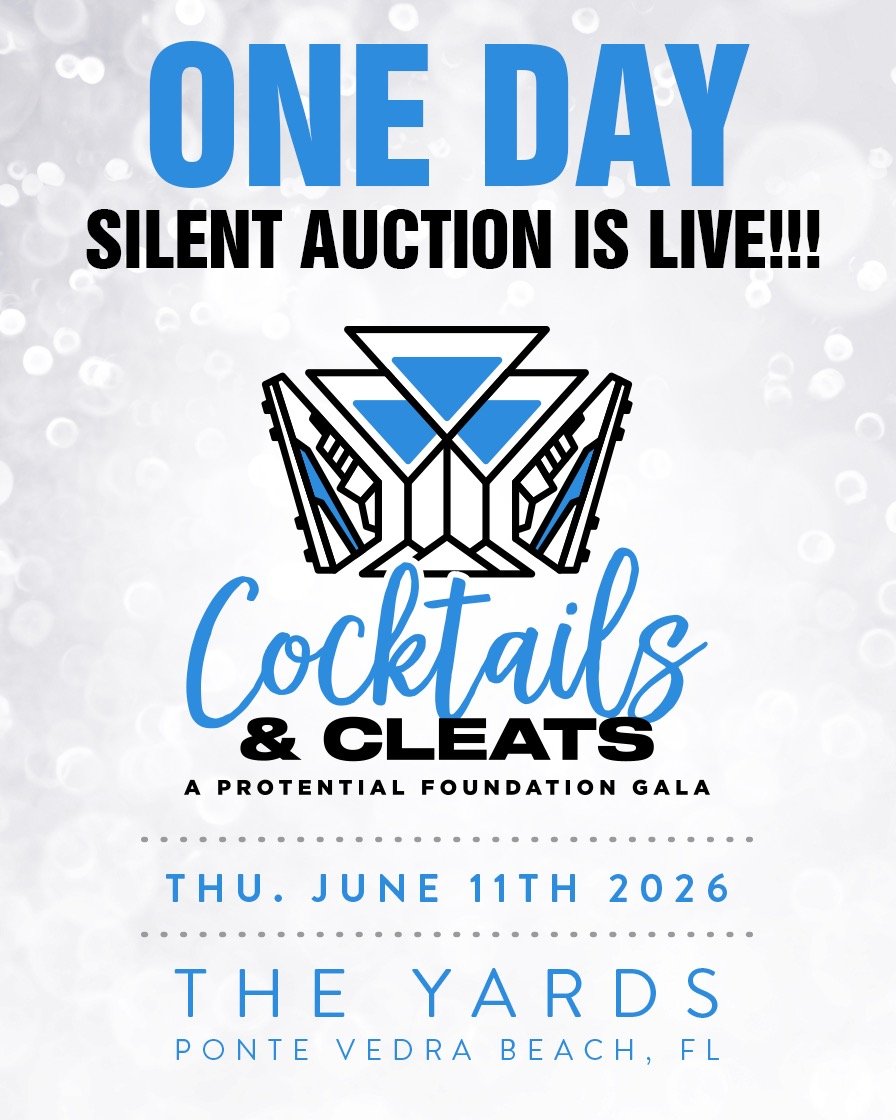 One Day Away.

The Cocktails &amp; Cleats Gala is tomorrow night, and the Silent Auction is LIVE.

Bid on incredible experiences, sports memorabilia, exclusive gift baskets, a private boat charter, VIP game-day packages, and much more.

A special tha