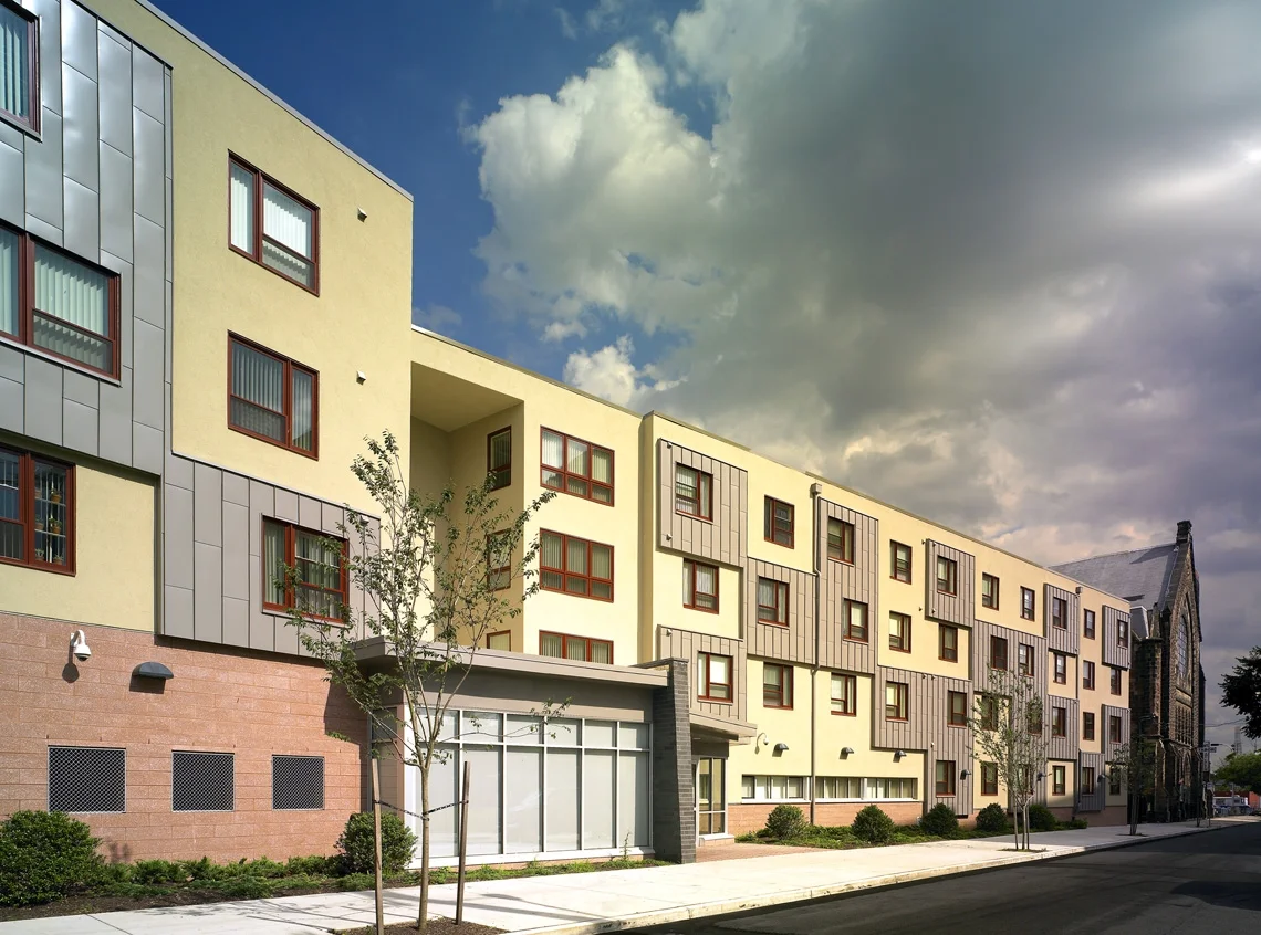 Mt. Tabor AME Church — Cyber Village Senior Housing , Philadelphia, PA This new four-story apartment building provides high-quality, affordable housing for low-income seniors as an integral part of a larger vision for a connected, diverse, and thriving community. Cyber Village features 56 rental apartments, including 15 accessible units for tenants with physical disabilities and five for those who have vision or hearing impairments. Amenities include an internet cafe, community lounges, fitness center, laundry room, tranquil outdoor areas, and a multi-purpose/events space.
