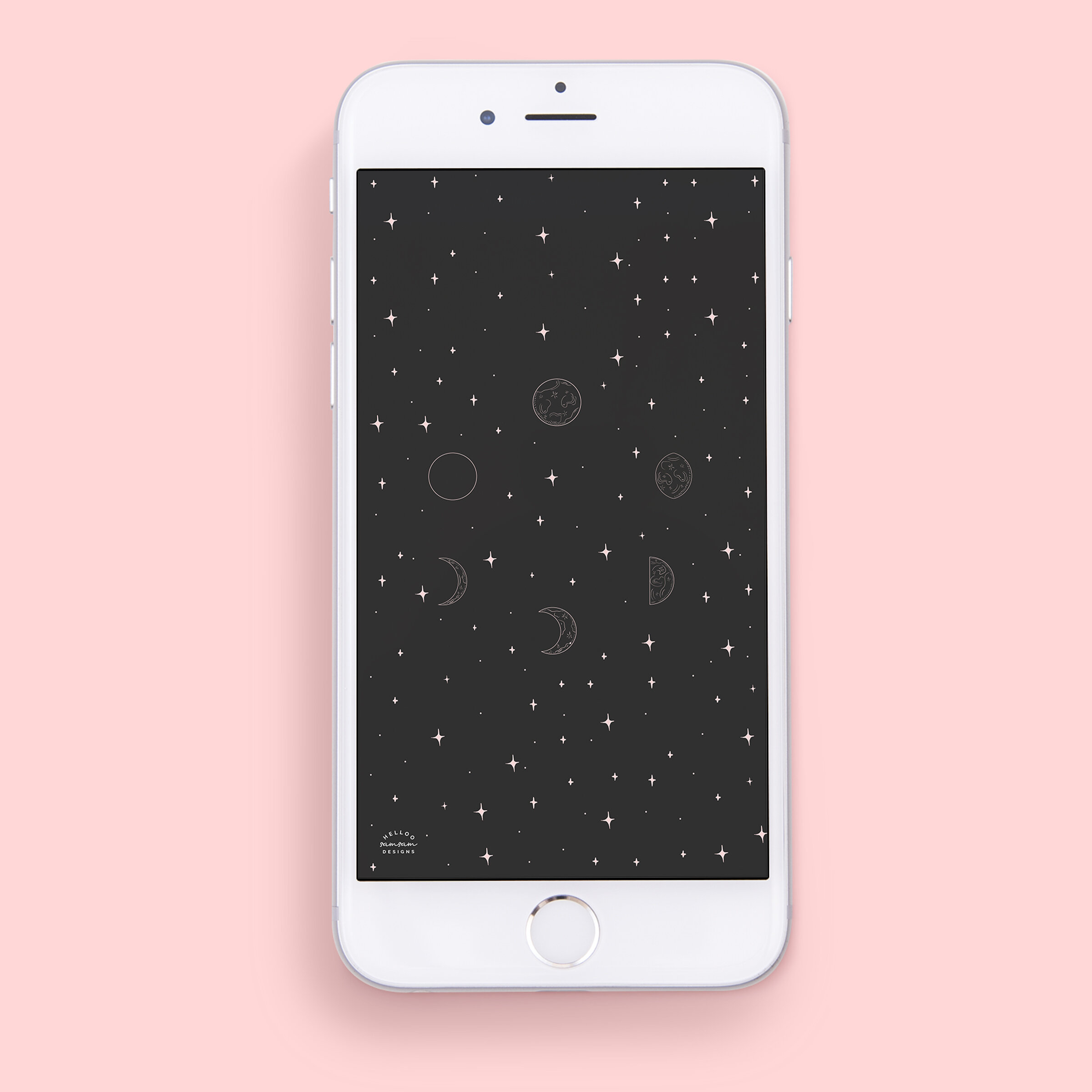 Free Moon Phases Tech Wallpaper — Helloo SamSam Designs