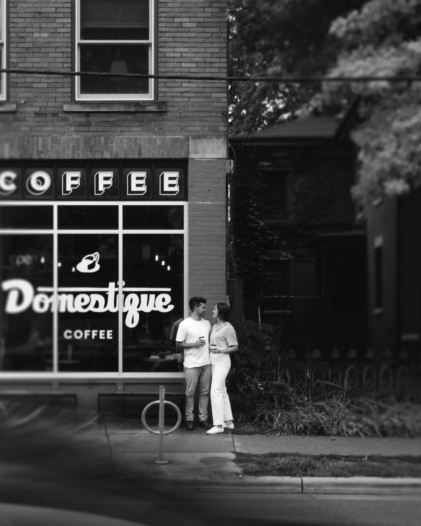 a week day morning engagement session after a summer rain paired with a go-to coffee shop and the place they got engaged. ☕️ Your engagement session doesn&rsquo;t have to be some elaborate production, it just has to speak to who you are as a couple ?