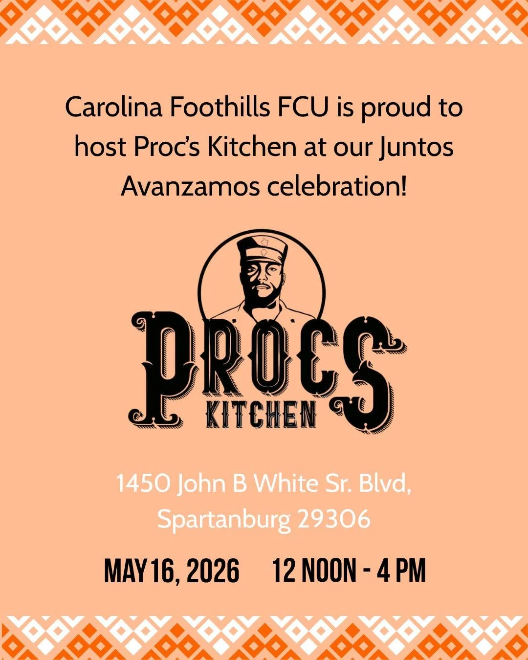 Feeling hungry?
Grab your friends and family and party with CFFCU on May 16, as we celebrate our new Juntos Avanzamos designation! 🎉

We'll be celebrating our local community and shared Hispanic heritage with food trucks, dancing, giveaways, and mor