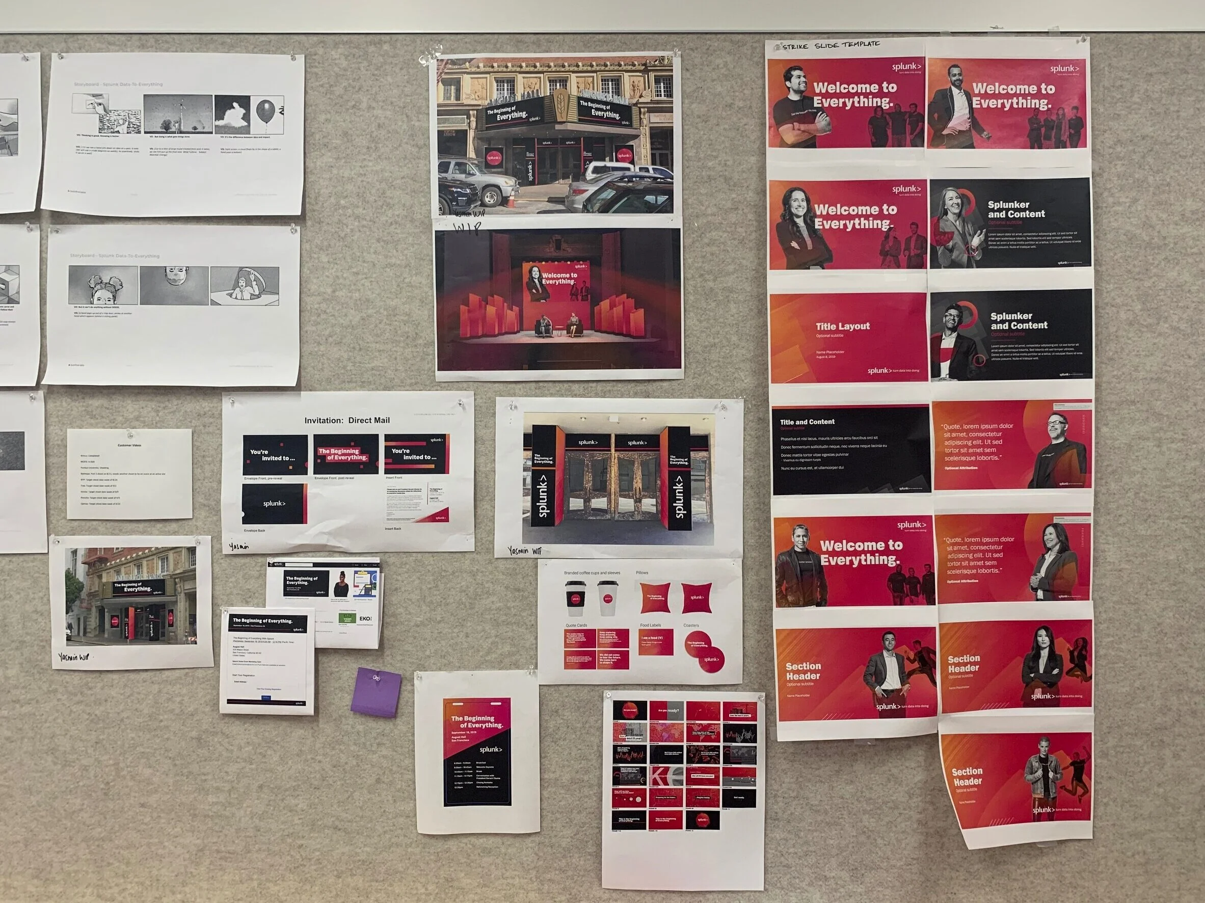 As we moved through the design process, we shared tear sheets to ensure continuity and inspiration. Above is a snapshot of the work I contributed for the launch event.