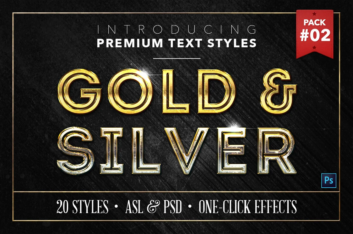 Gold &amp; Silver Text Effects #2 - 20 Layer Styles for Photoshop