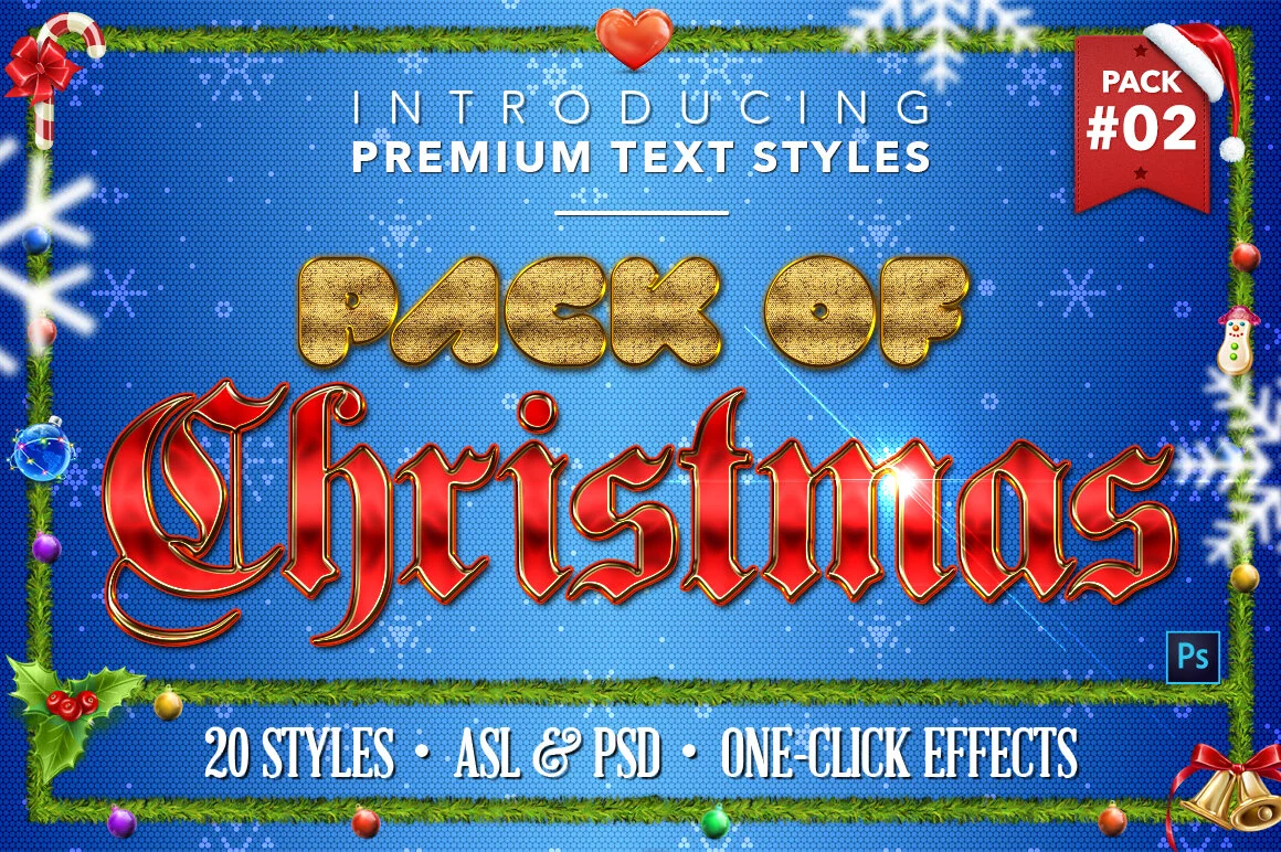 Christmas Text Effects #2 - 20 Layer Styles for Photoshop